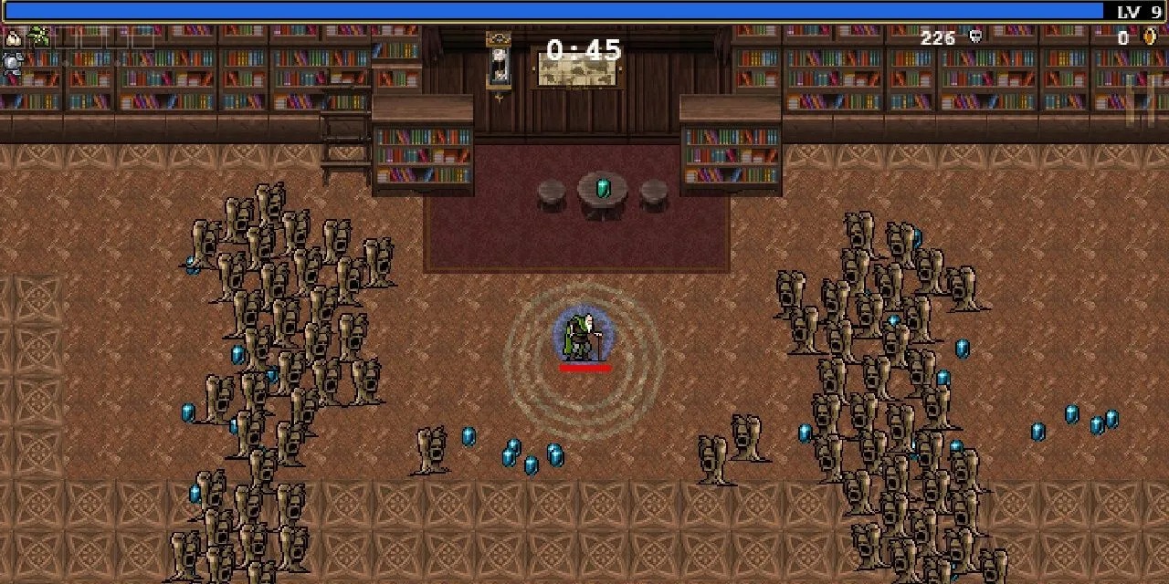 Bầy Dust Elemental hội tụ tấn công người chơi trong Vampire Survivors