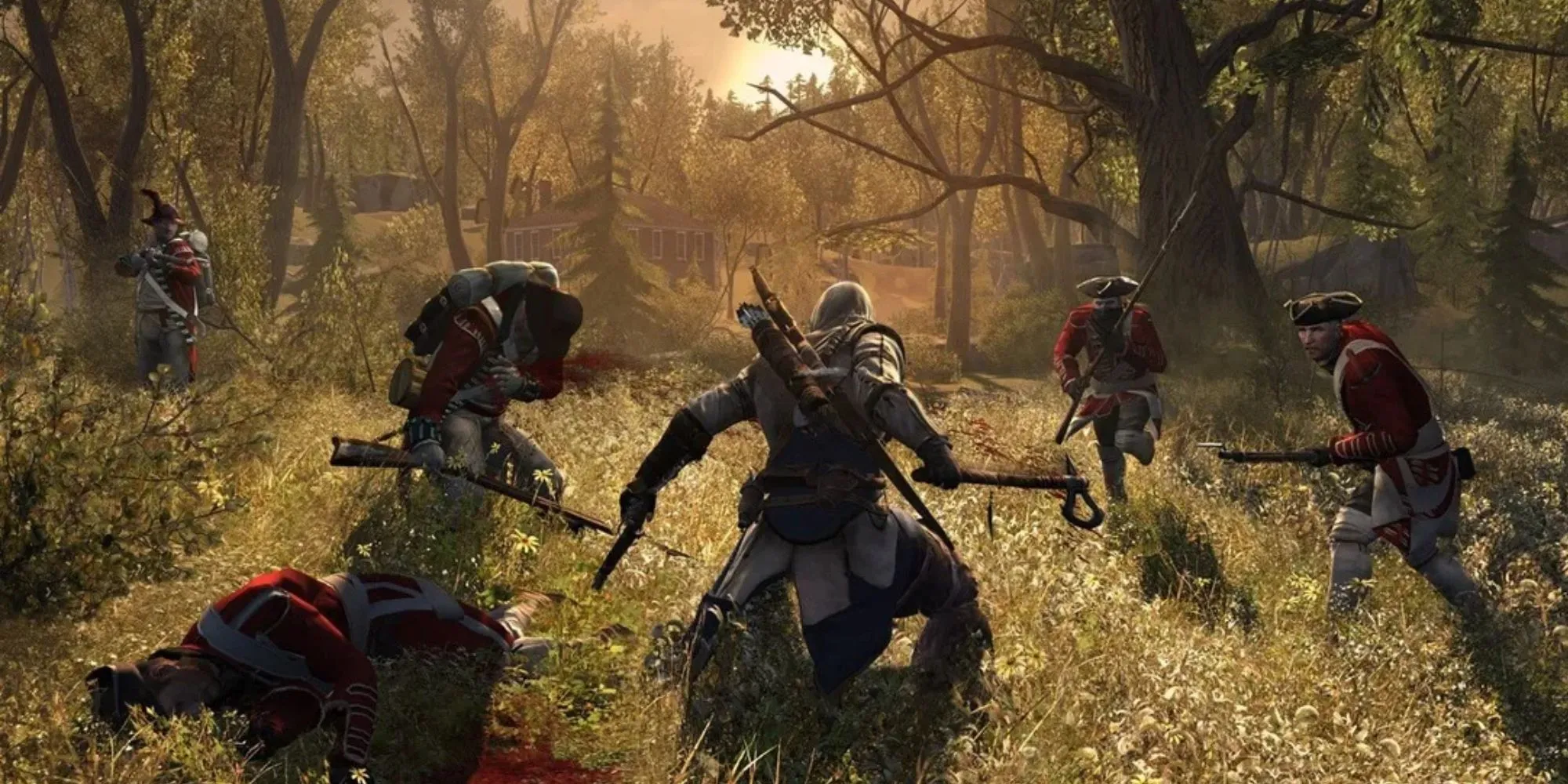 Connor Kenway trong Assassin's Creed 3 nơi hành động lén lút kém hiệu quả