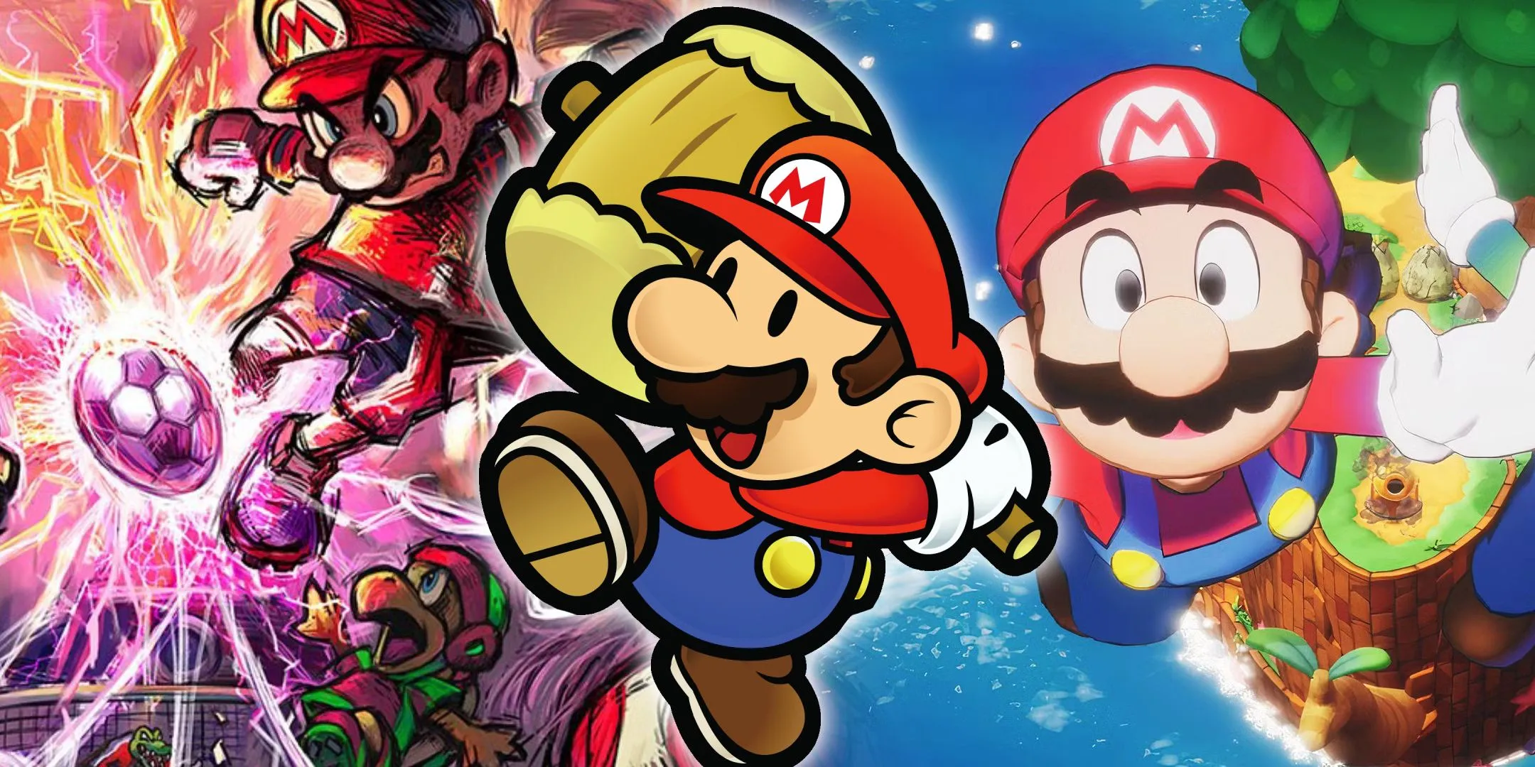 Ảnh minh họa các phong cách đồ họa trong game Mario, gợi ý sự đa dạng nhân vật có thể xuất hiện trong Mario Kart World
