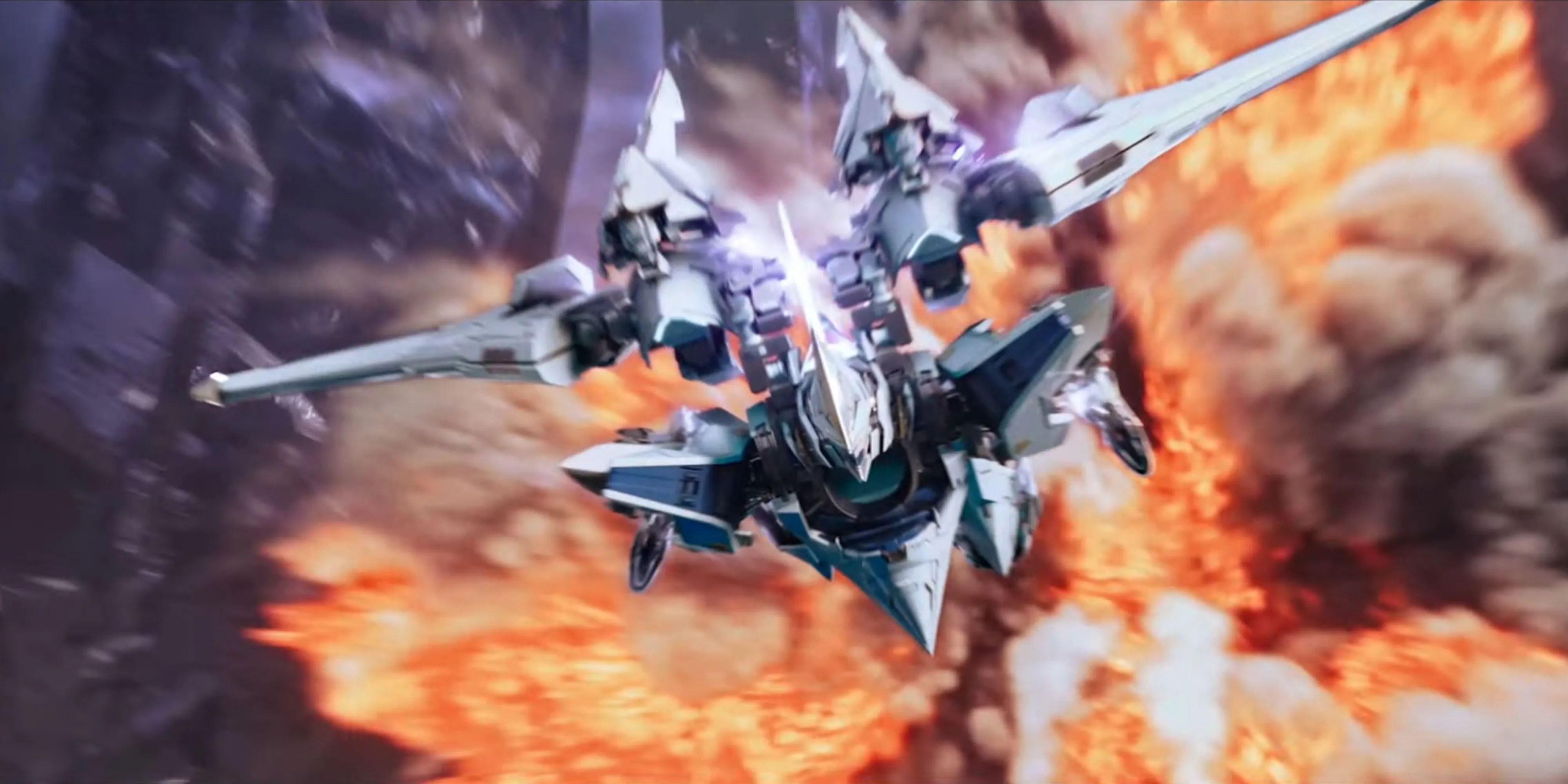 Một mecha bay lượn ấn tượng, thể hiện gameplay hành động của Mecha Break