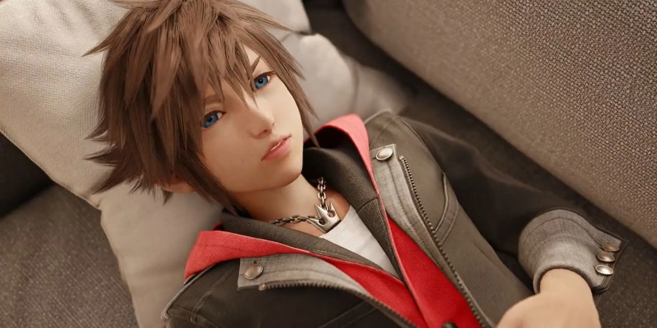 Sora nằm trên ghế sofa trong trailer hé lộ Kingdom Hearts 4