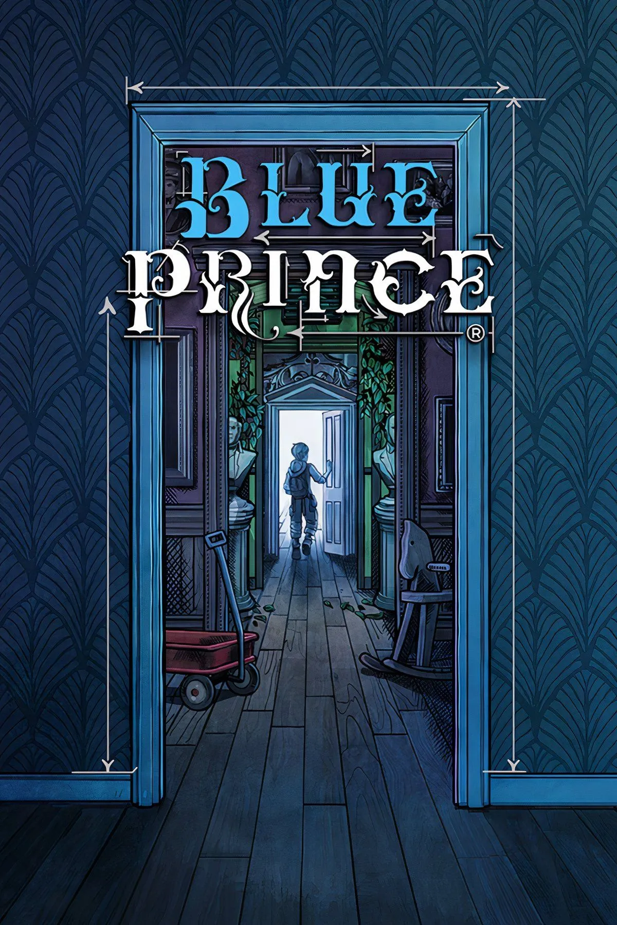 Ảnh bìa của game giải đố roguelike Blue Prince, thể hiện không gian bí ẩn và phong cách nghệ thuật độc đáo.