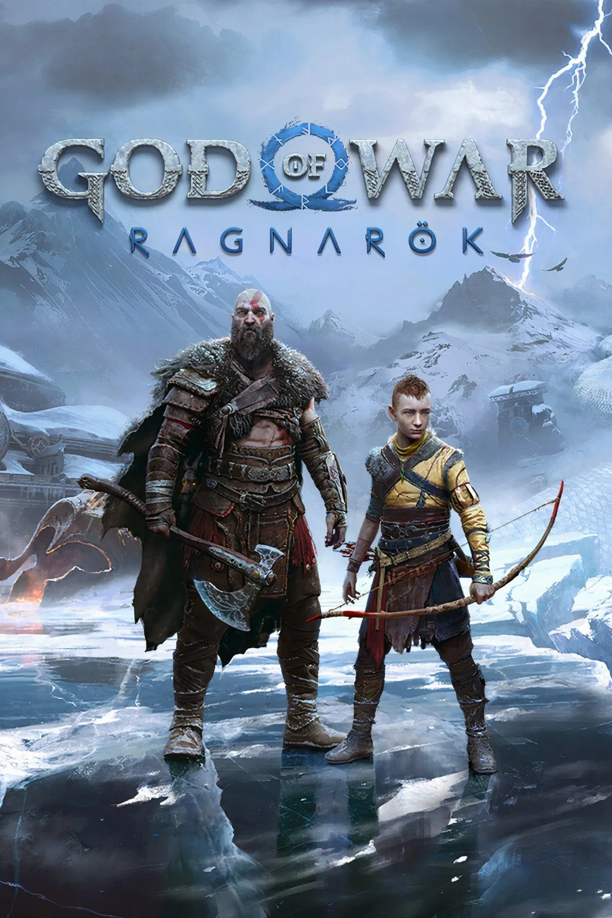 Ảnh bìa game God of War Ragnarok, Kratos và Atreus chuẩn bị cho Ragnarok