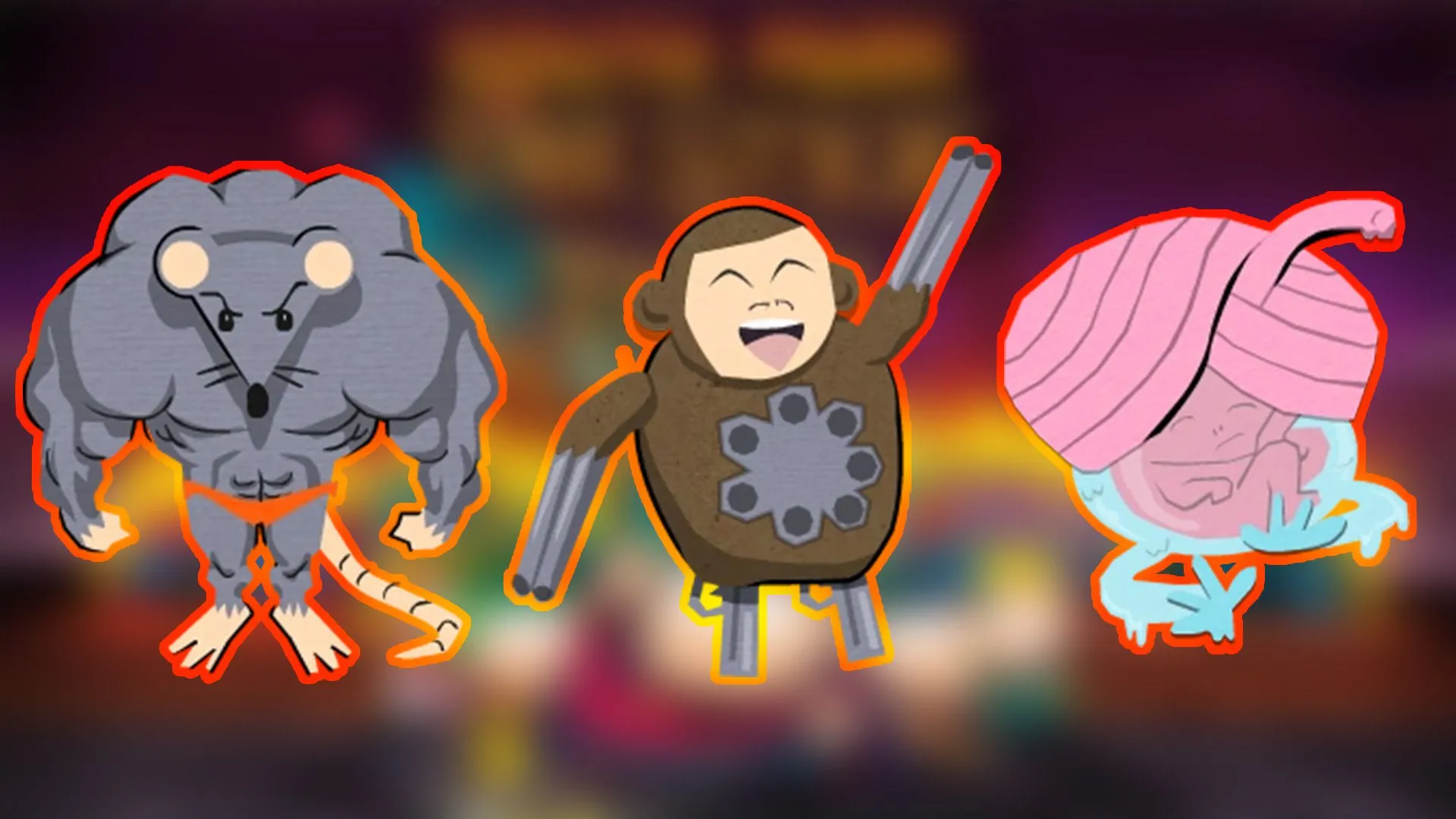 Ba con Chinpokomon bao gồm Gunrilla, Roidrat và Fetuswami trong game South Park: The Stick of Truth