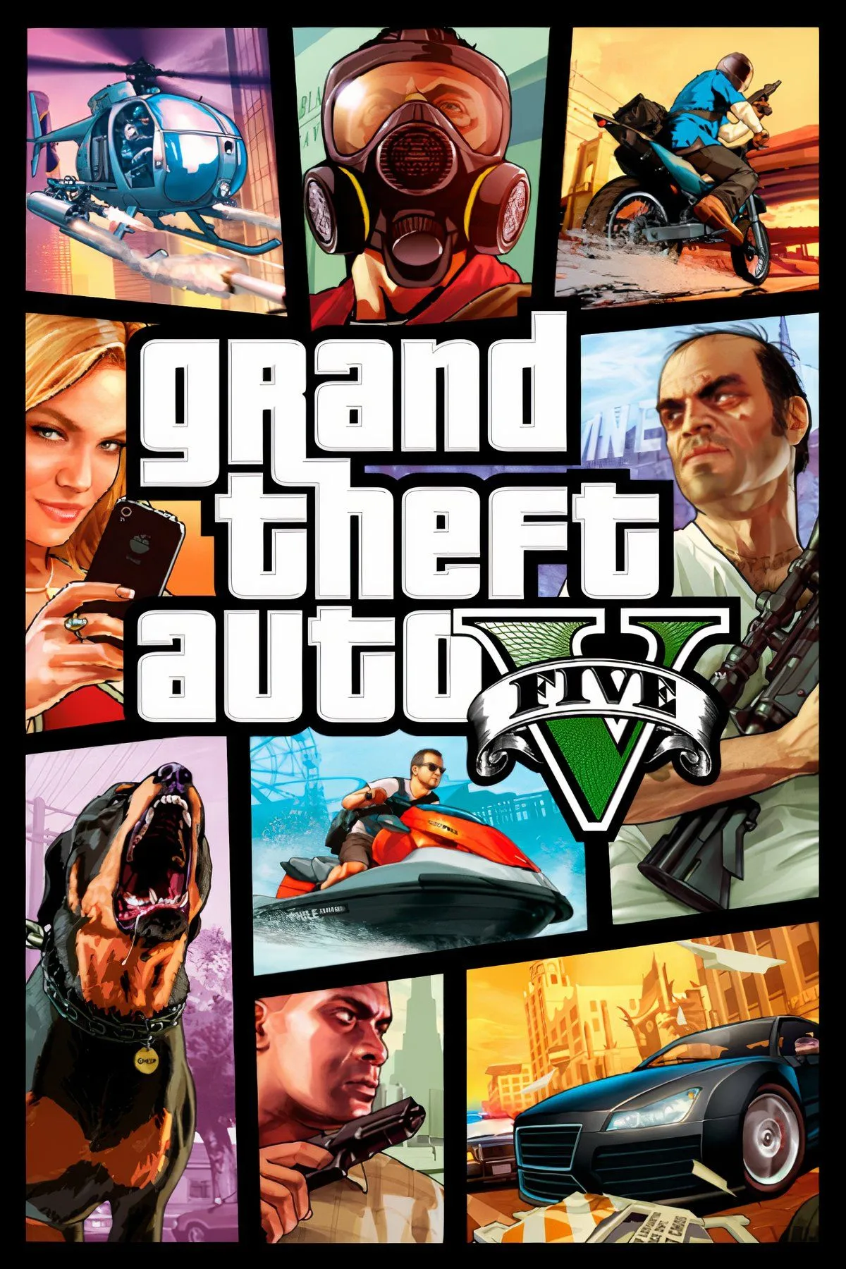 Bìa game Grand Theft Auto 5 đặc trưng Los Santos