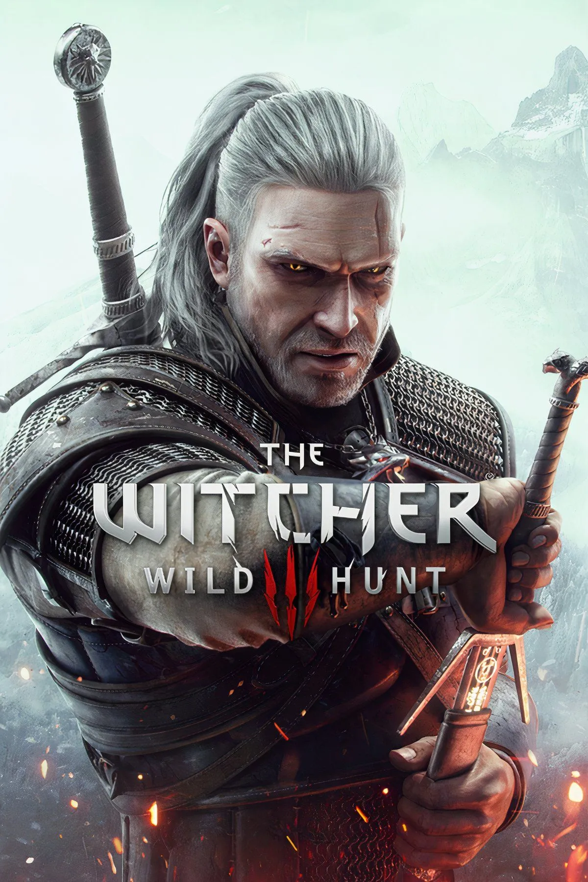 Bìa game The Witcher 3 Wild Hunt với Geralt và Ciri
