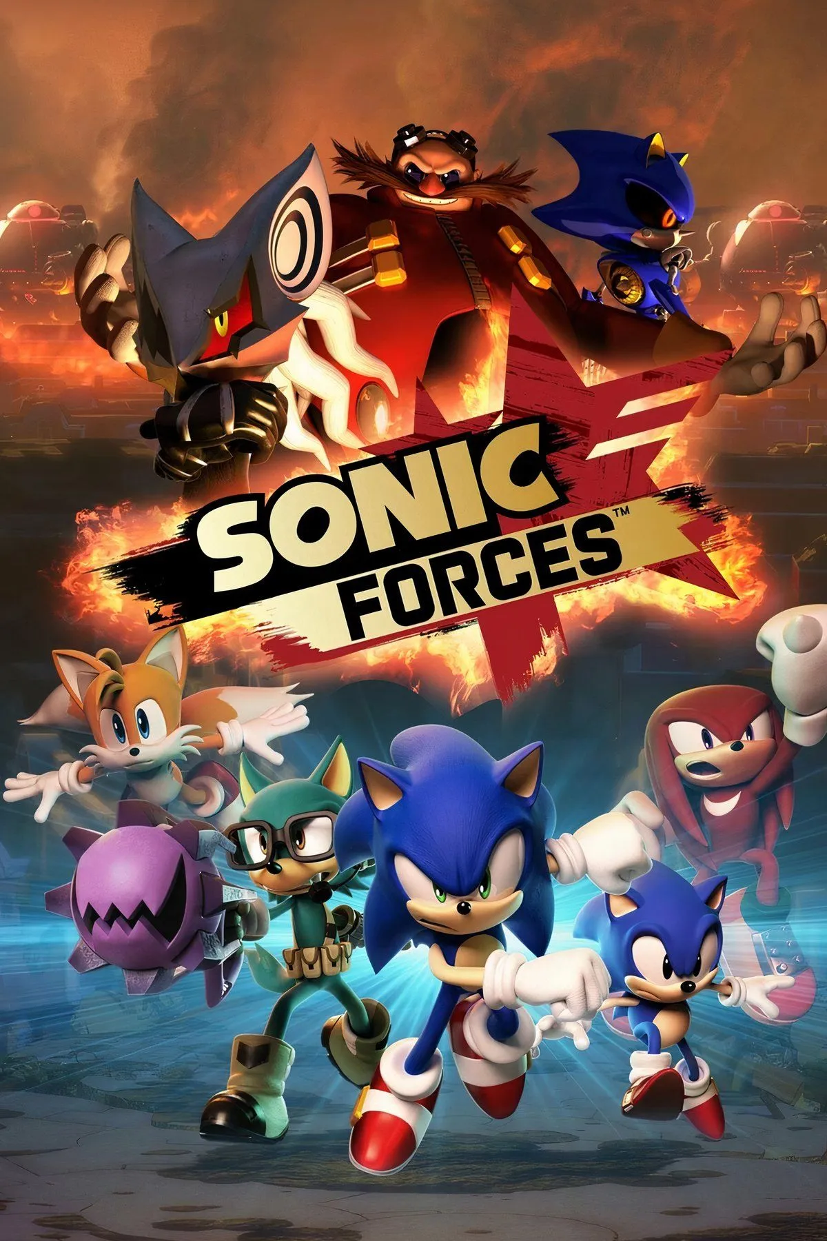 Biểu tượng Sonic Forces, thể hiện cuộc chiến tổng lực với sự tham gia của nhiều nhân vật và phản diện.