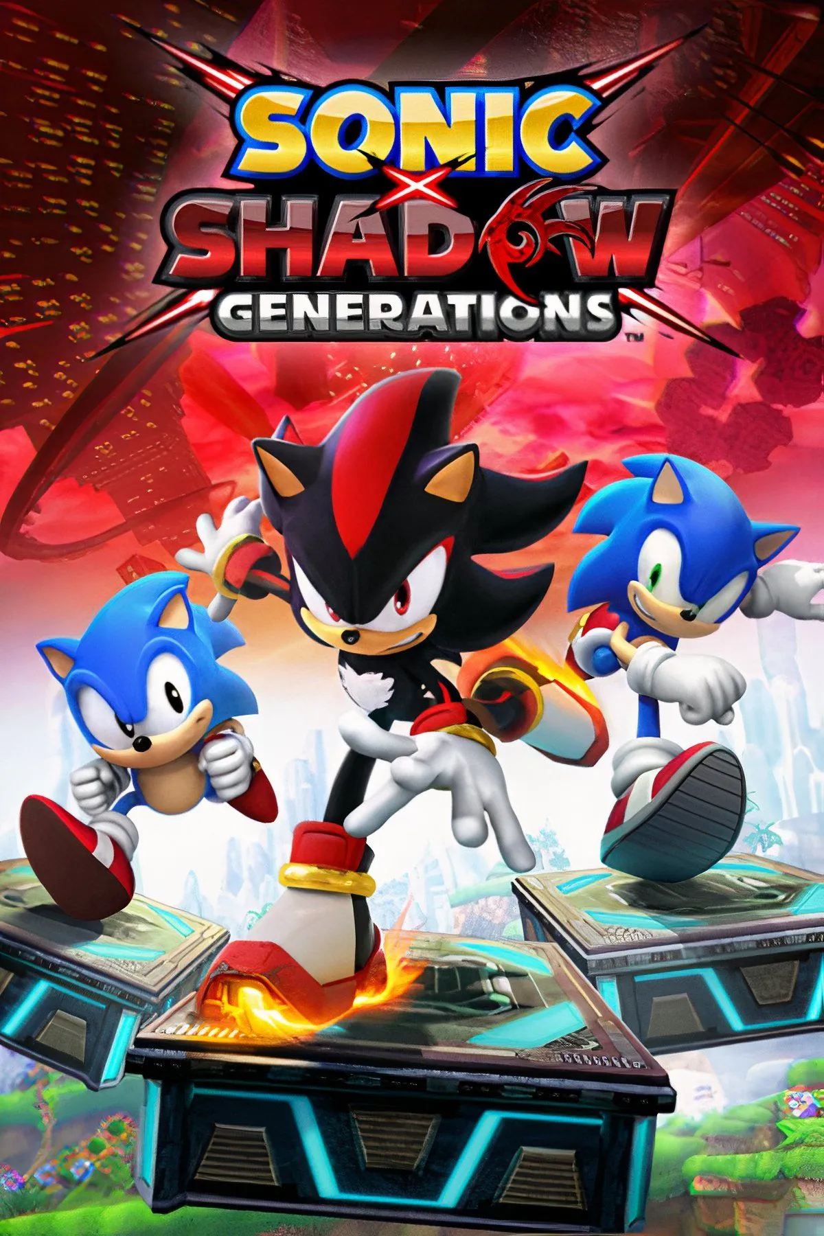 Biểu tượng Sonic X Shadow Generations, bản nâng cấp quy tụ nhiều thế hệ nhân vật Sonic và Shadow.