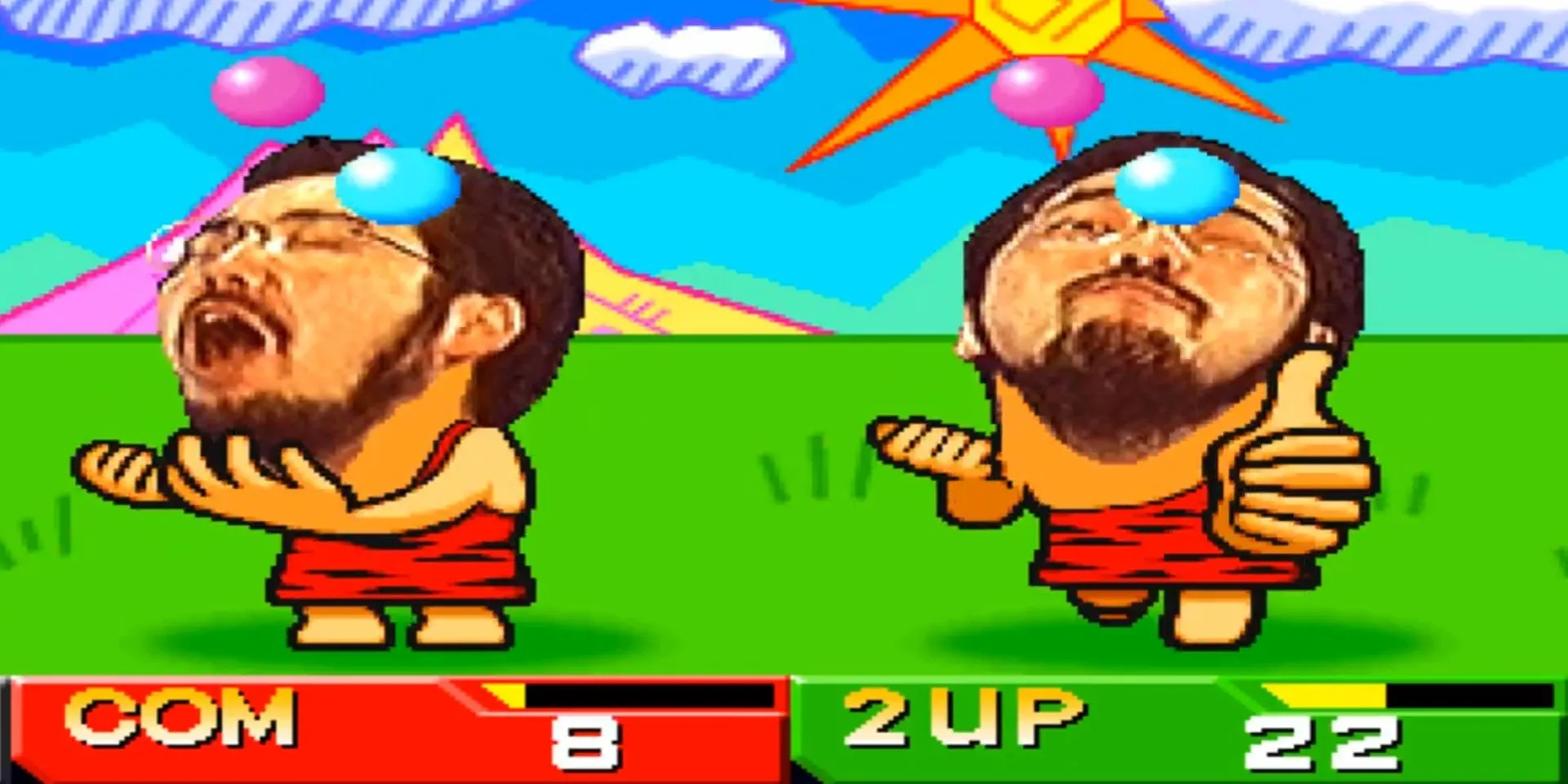 Cảnh một mini-game đầy màu sắc trong Bishi Bashi Special