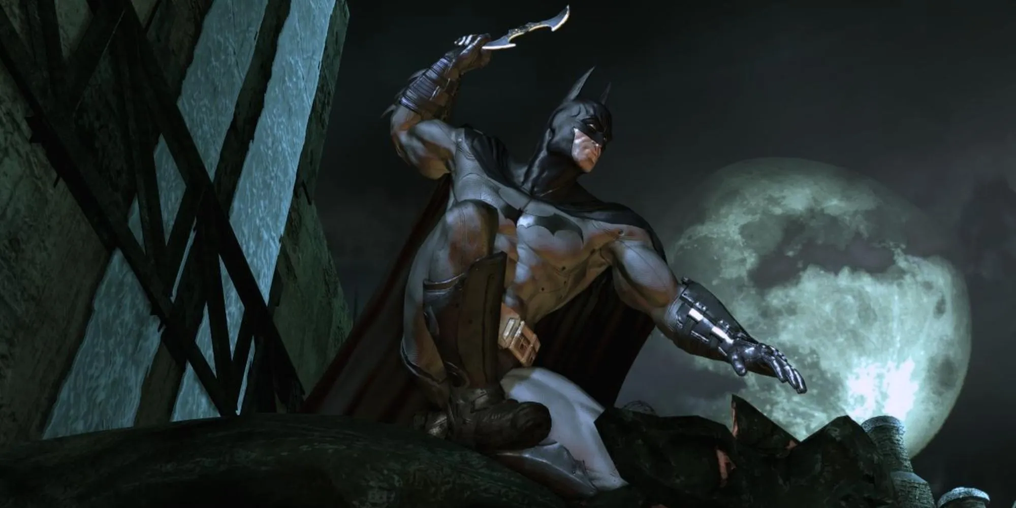 Chi tiết mô hình nhân vật Batman trong game Arkham Asylum, thể hiện đồ họa ấn tượng năm 2009