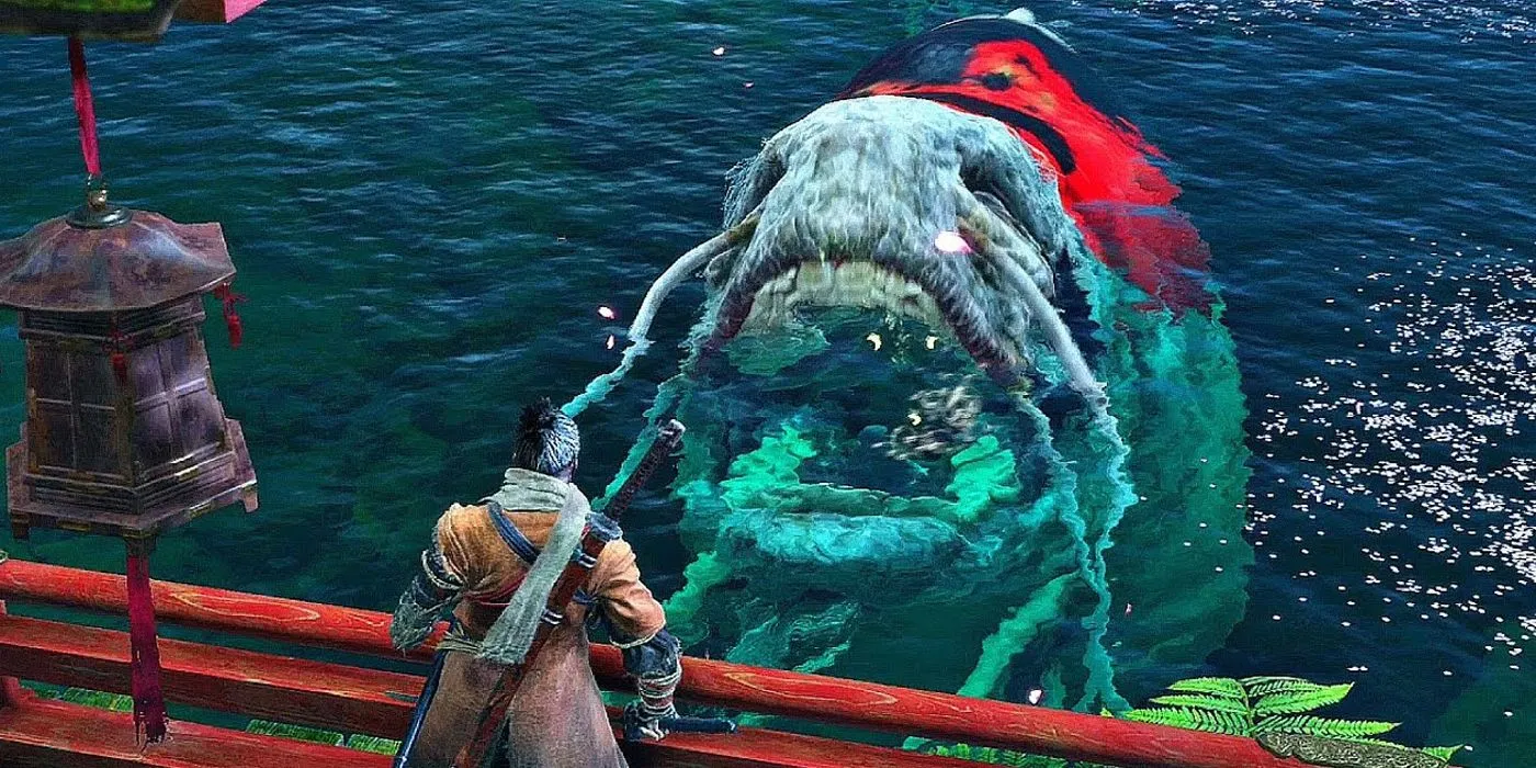 Đại cá Koi trong Sekiro: Shadows Die Twice, tượng trưng cho những bí ẩn mà người chơi tìm kiếm trên Wiki.