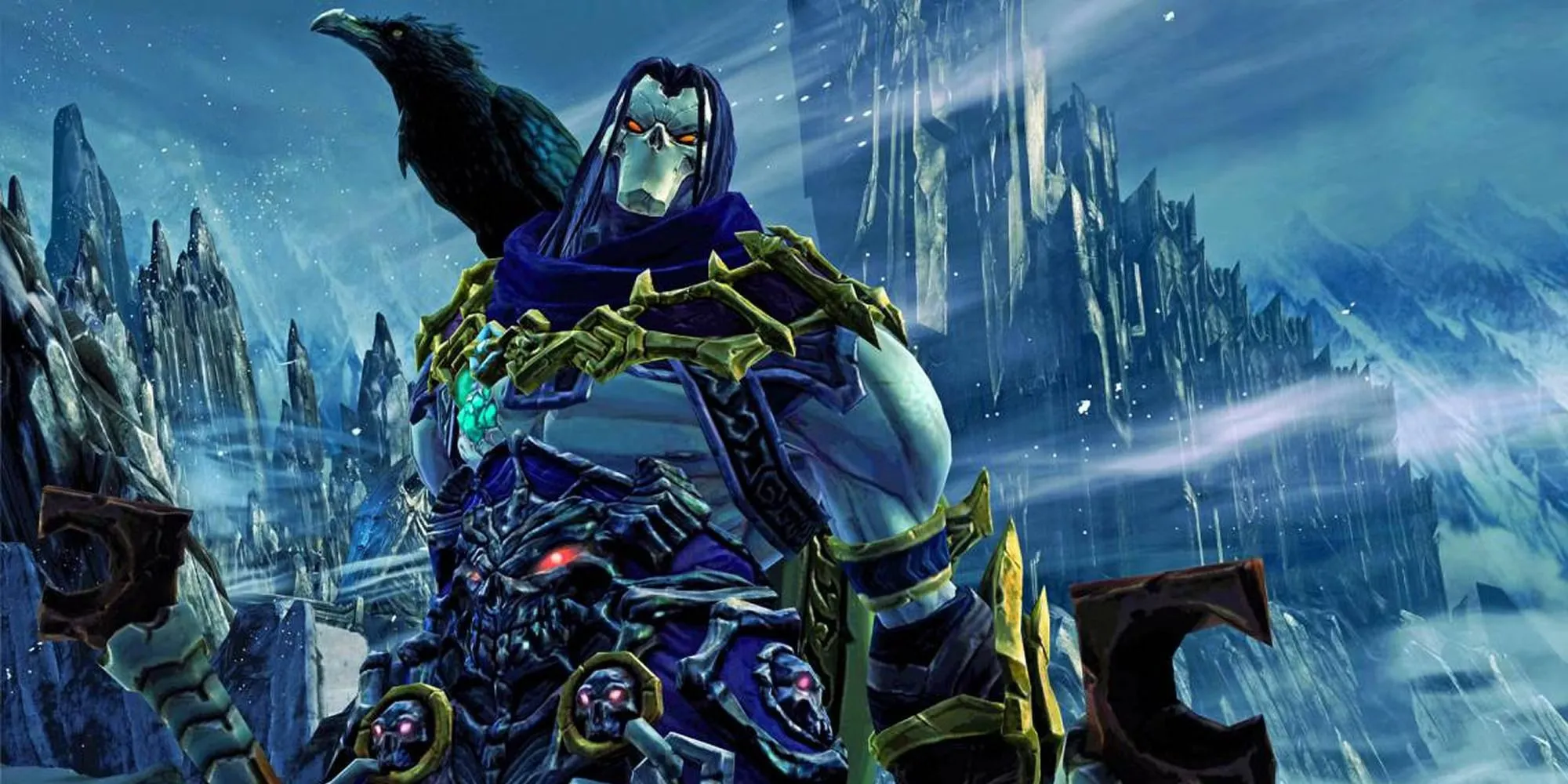 Death, nhân vật chính của Darksiders 2, trong tư thế sẵn sàng chiến đấu. Game hành động phiêu lưu này bị chê là lặp đi lặp lại.