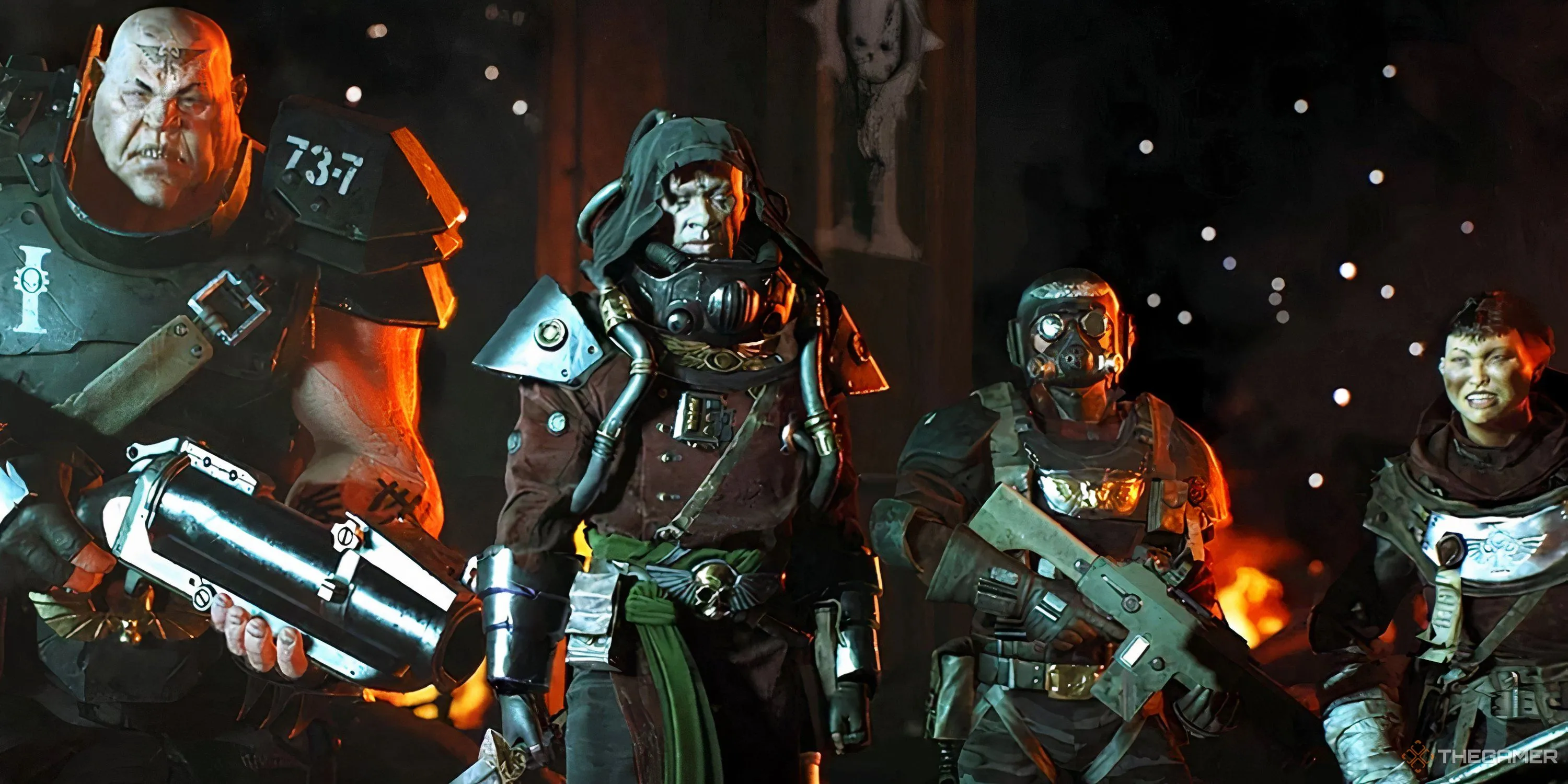 Đội hình game thủ phối hợp trong Warhammer 40k Darktide với class Arbites