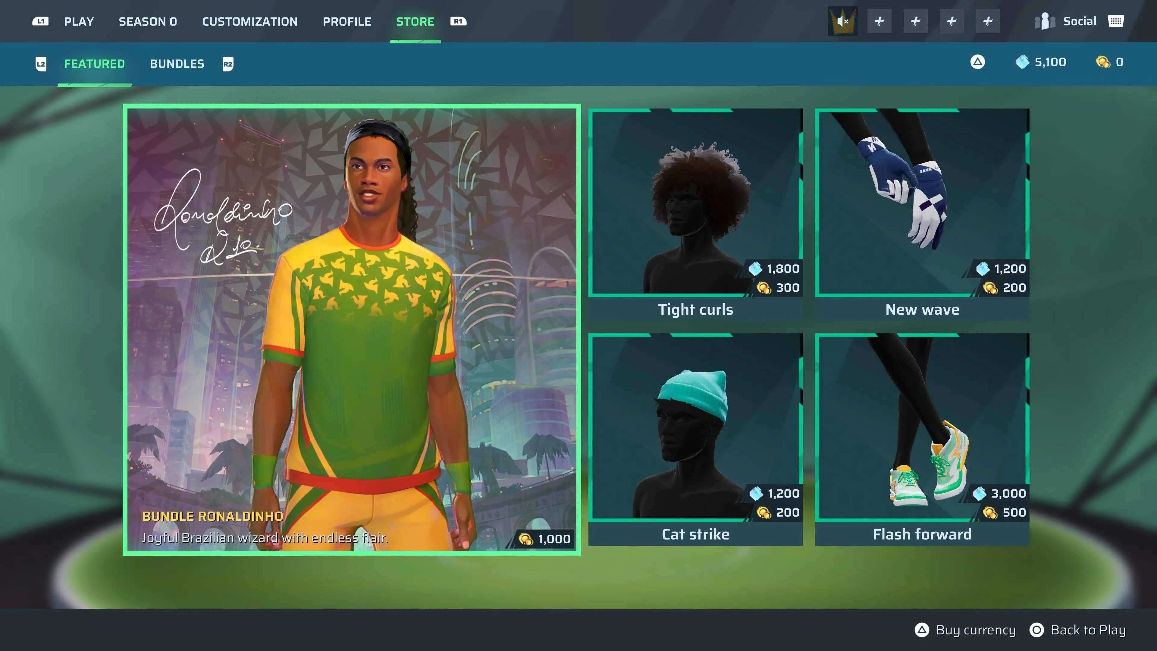 Gói trang phục Ronaldinho trả phí trong cửa hàng Rematch.