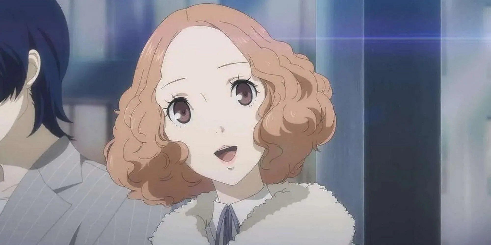 Haru Okumura, thành viên của Phantom Thieves trong Persona 5, mỉm cười, biểu tượng cho tùy chọn lãng mạn bị đánh giá thấp.