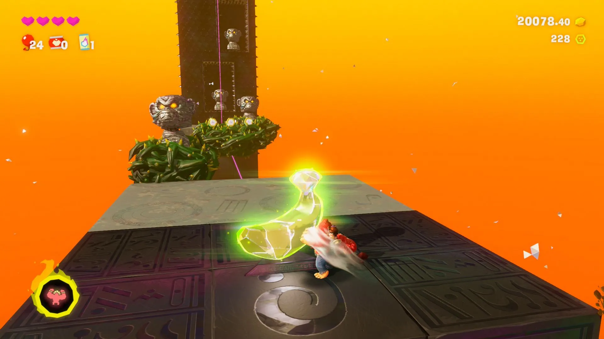 Hình ảnh Banandium Gem số 2 lộ thiên giữa chừng màn Stompy Ascent Donkey Kong Bananza