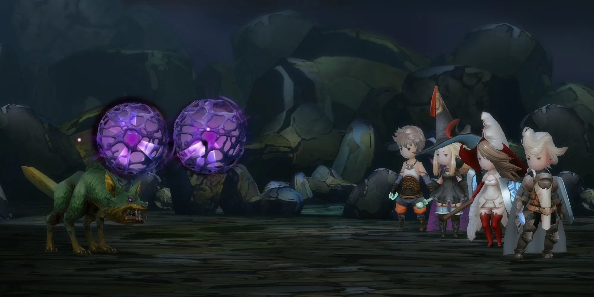 Khung cảnh bắt đầu trận chiến trong Bravely Default Remaster