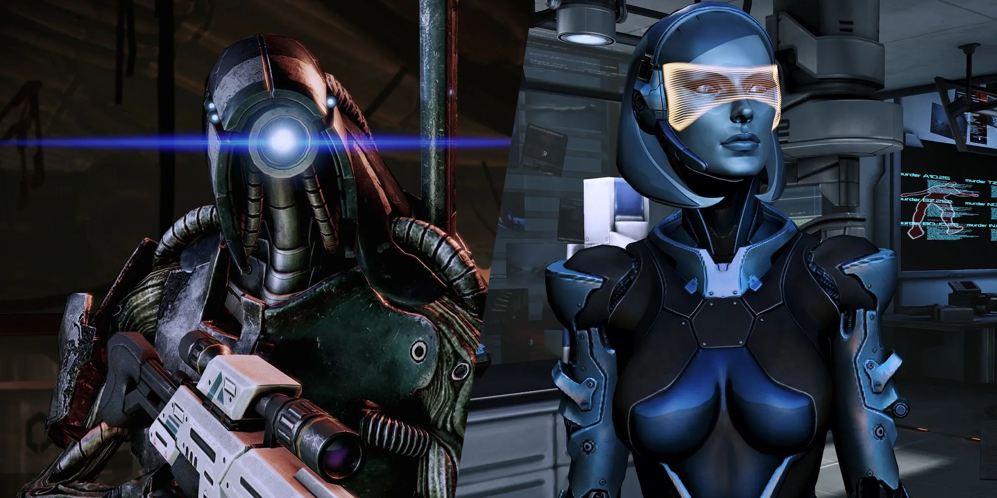 Legion và EDI, hai thực thể nhân tạo với trí tuệ tiên tiến nhất Mass Effect, thể hiện khả năng công nghệ vượt trội và hình dáng độc đáo.