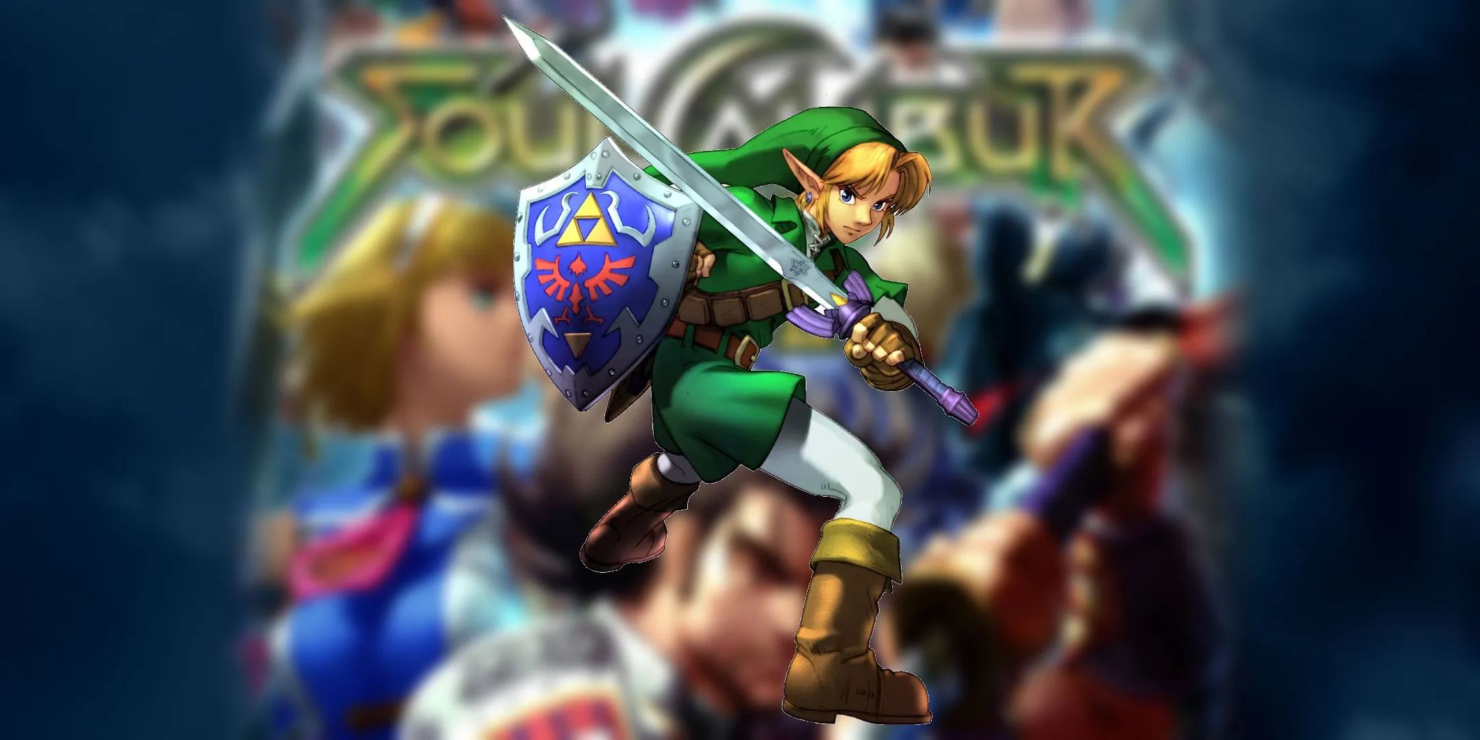 Link cầm Thanh Kiếm Master Sword trong Soul Calibur 2 sẵn sàng chiến đấu