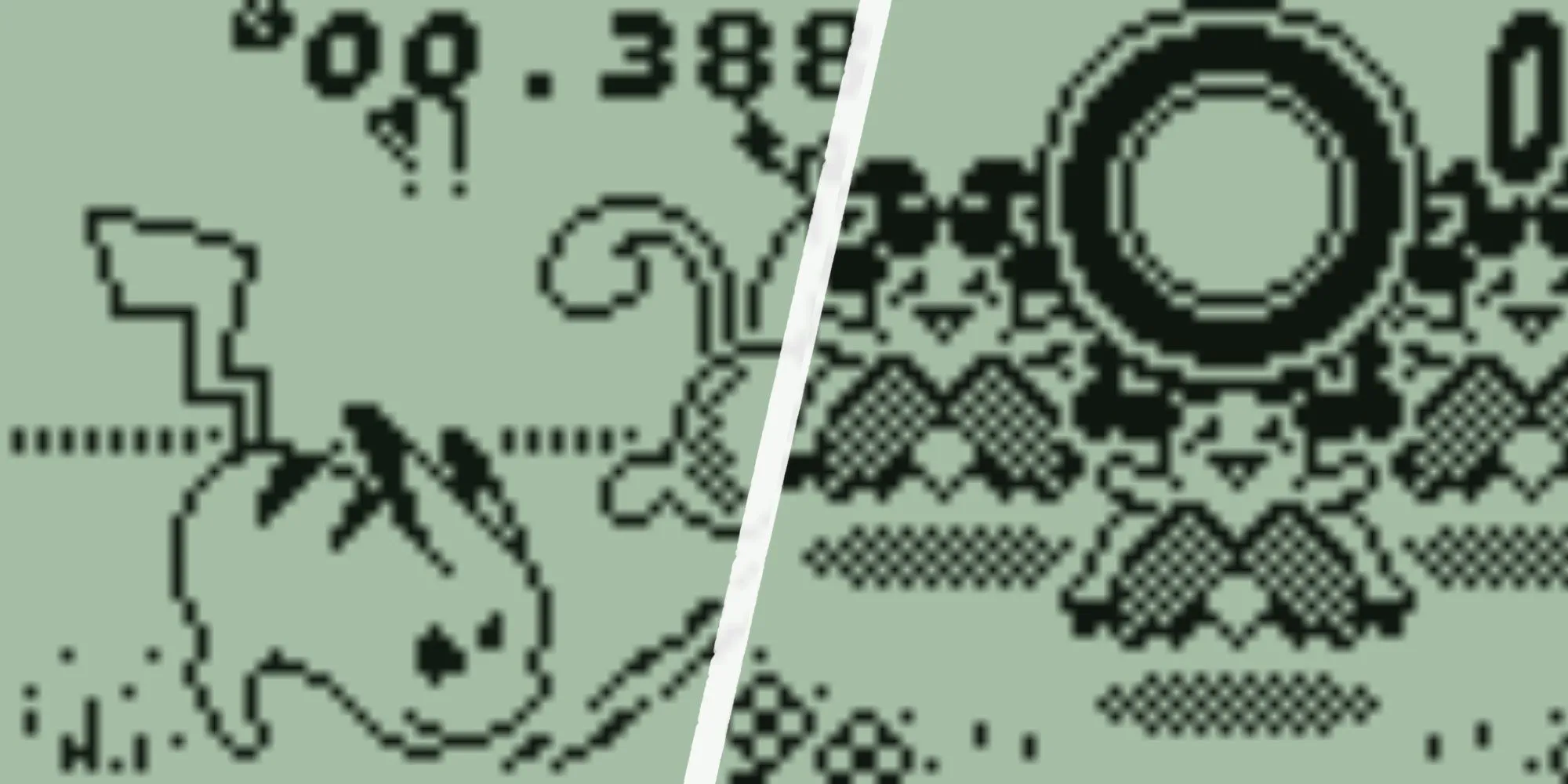 Một người đang chơi hai minigame trên máy Pokémon Mini.
