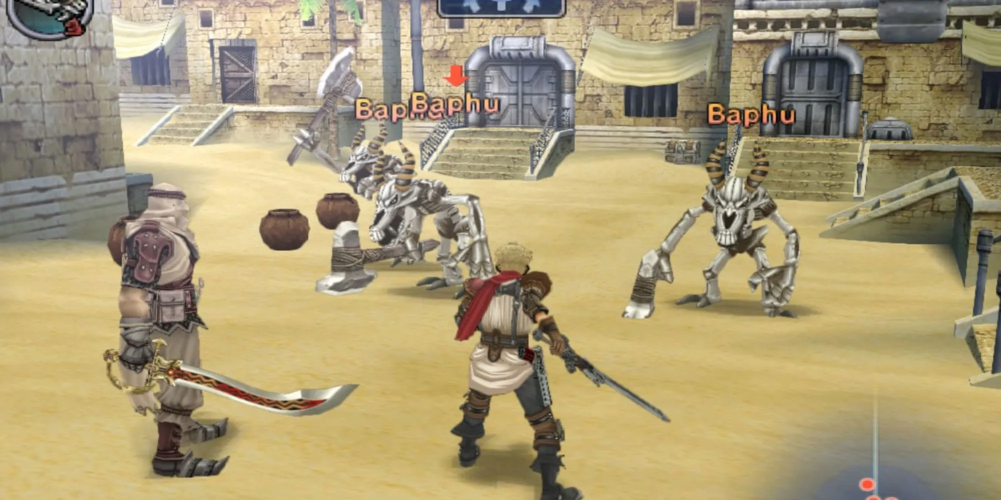 Một phân cảnh chiến đấu trong game nhập vai hành động Rogue Galaxy trên PS2