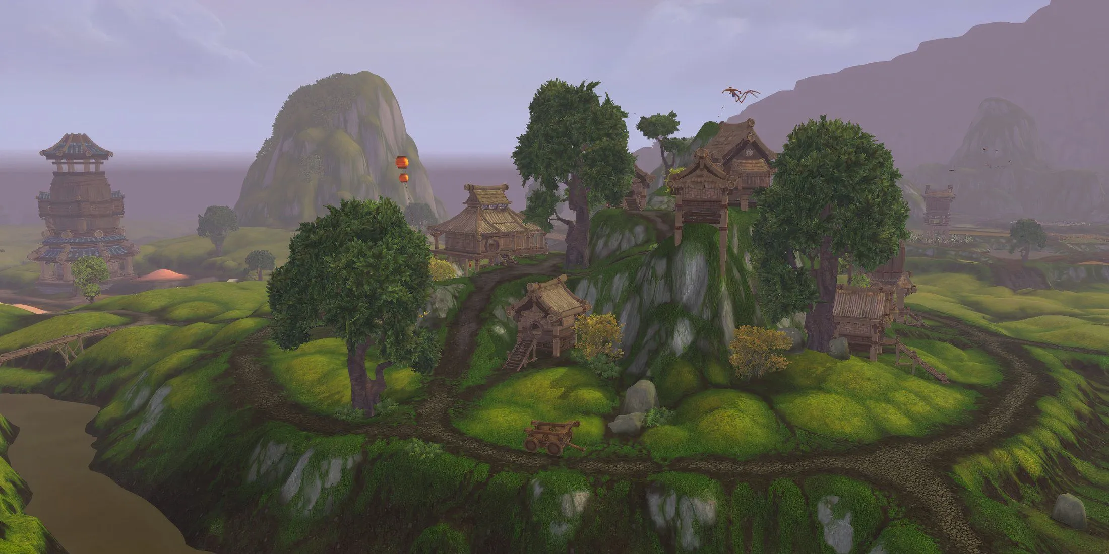 Ngôi làng Halfhill ở Valley of the Four Winds, nơi cày danh tiếng Tillers trong WoW Mists of Pandaria
