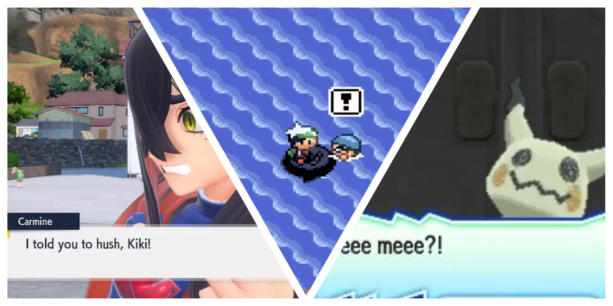 Nhân vật Carmine, Pokémon Mimikyu và người chơi trong game Pokémon