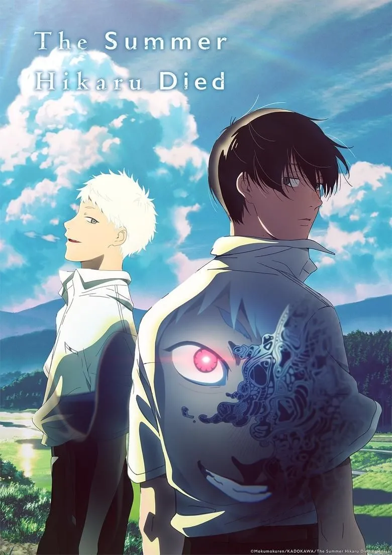 Poster chính thức của The Summer Hikaru Died, tựa anime kinh dị, bí ẩn đáng mong chờ nhất mùa hè 2025, với mối quan hệ phức tạp giữa Yoshiki và thực thể Hikaru.
