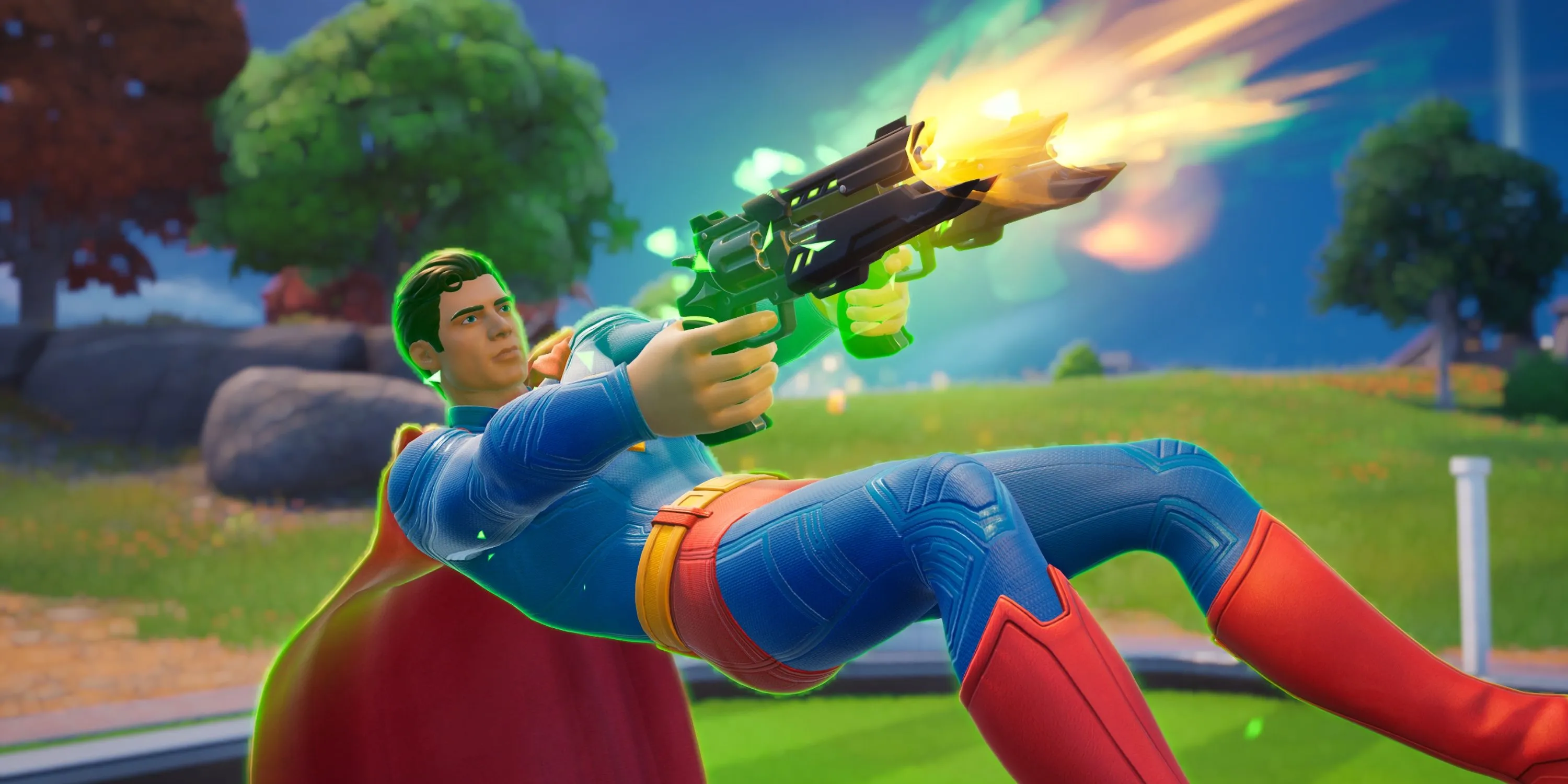 Superman sử dụng Súng Lục Ngắt Kích Hoạt trong Fortnite Chapter 6 Season 3