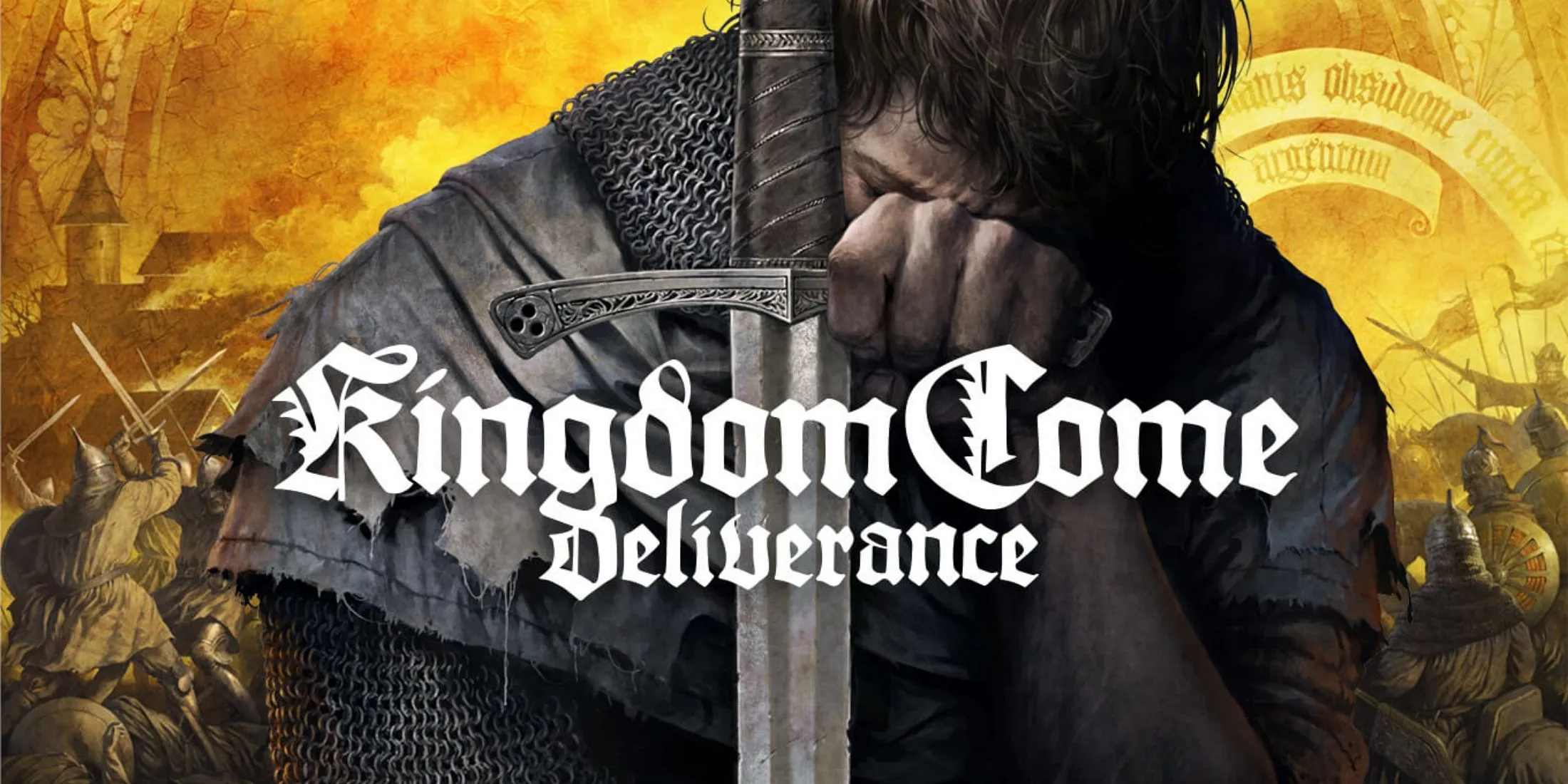 Tác phẩm nghệ thuật chính thức của Kingdom Come: Deliverance, khắc họa người hiệp sĩ giữa khung cảnh vương quốc Bohemia thời Trung cổ.