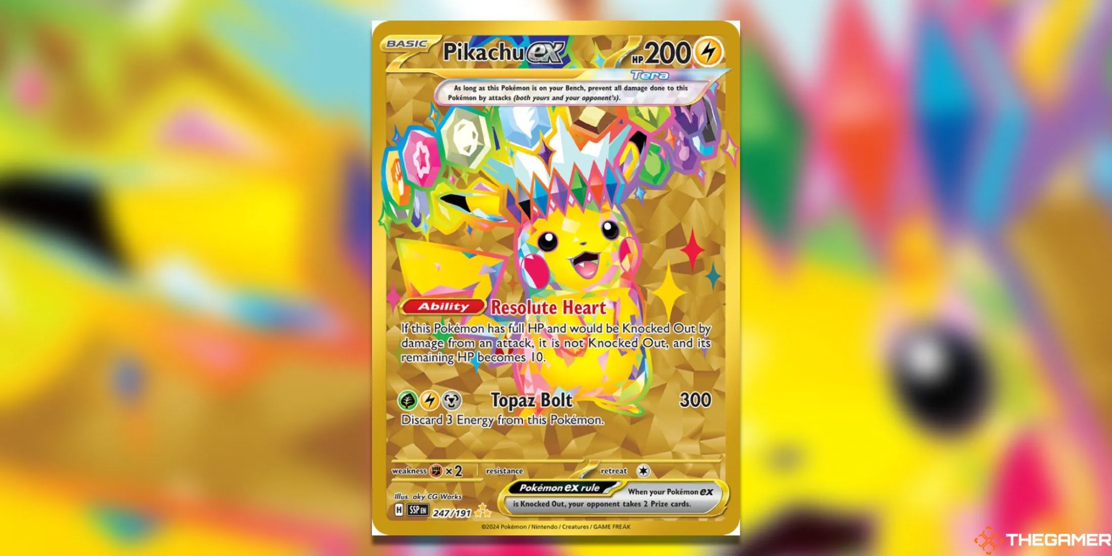 Thẻ Pikachu ex Hyper Rare từ bộ Surging Sparks Pokemon TCG với hiệu ứng lấp lánh