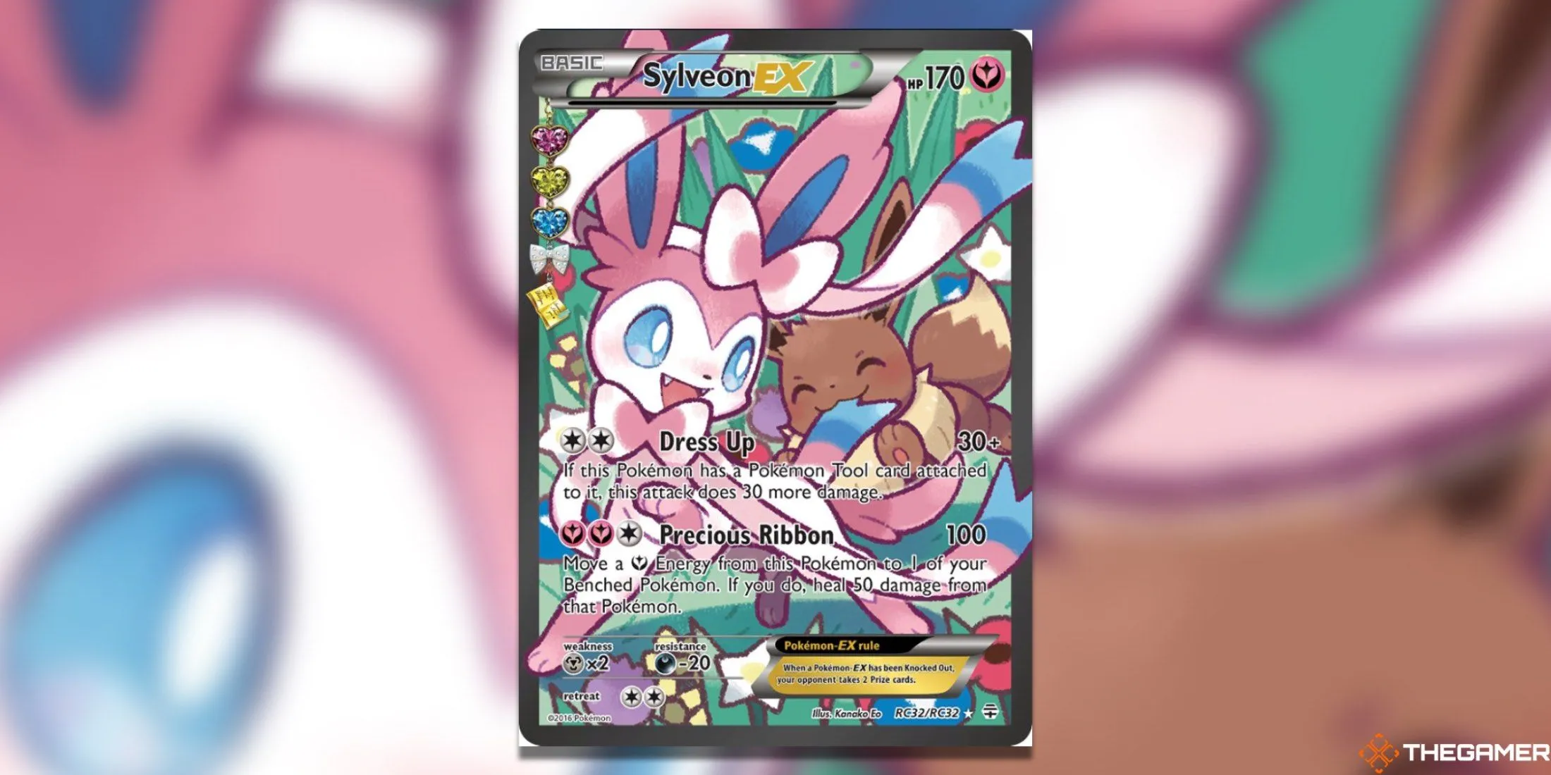 Thẻ Sylveon EX Full Art từ bộ Generations Radiant Collection, một trong những thẻ bài Fairy-type Pokemon TCG được săn đón.