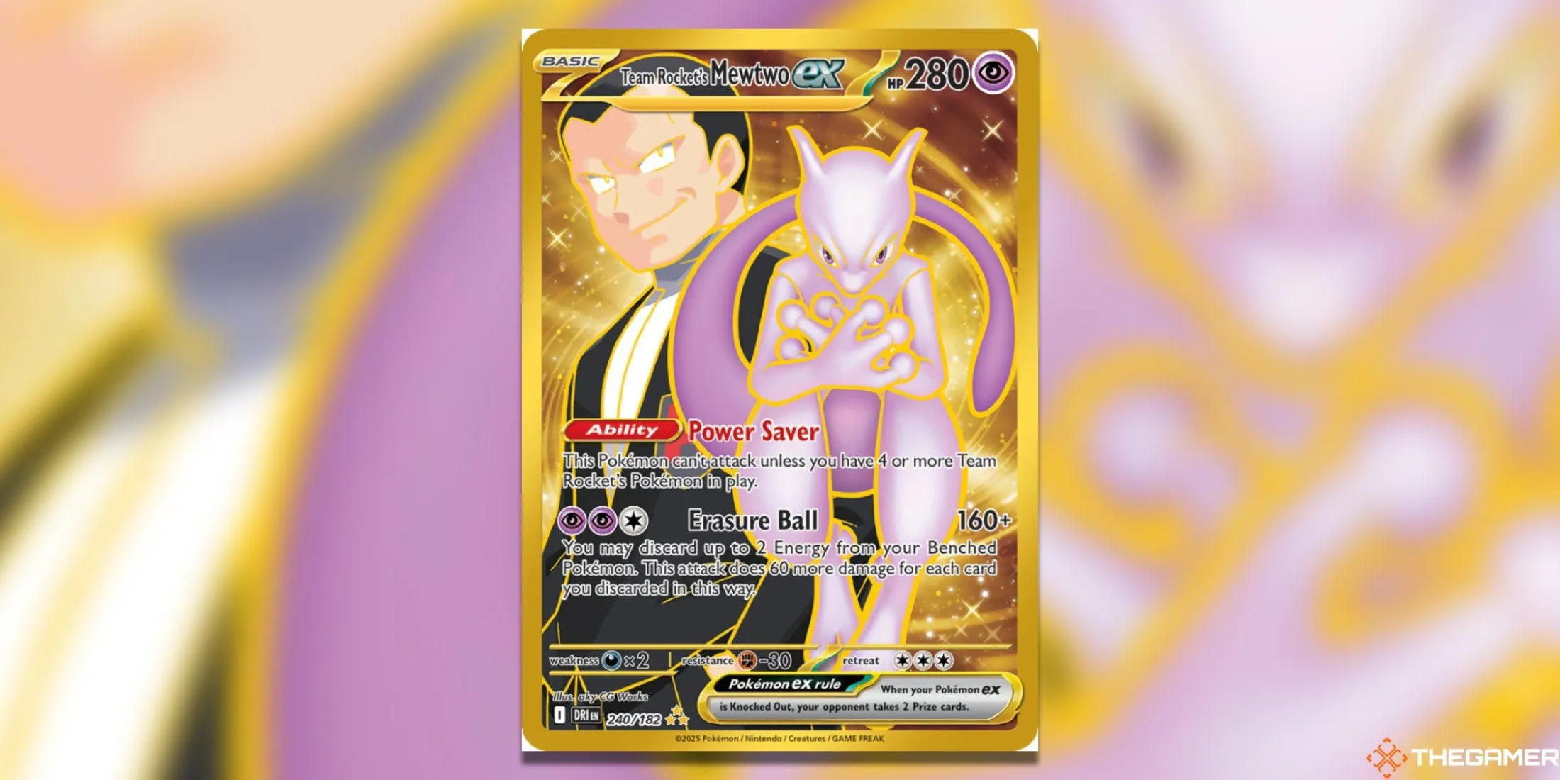 Thẻ Team Rocket's Mewtwo ex Hyper Rare từ bộ Destined Rivals Pokemon TCG