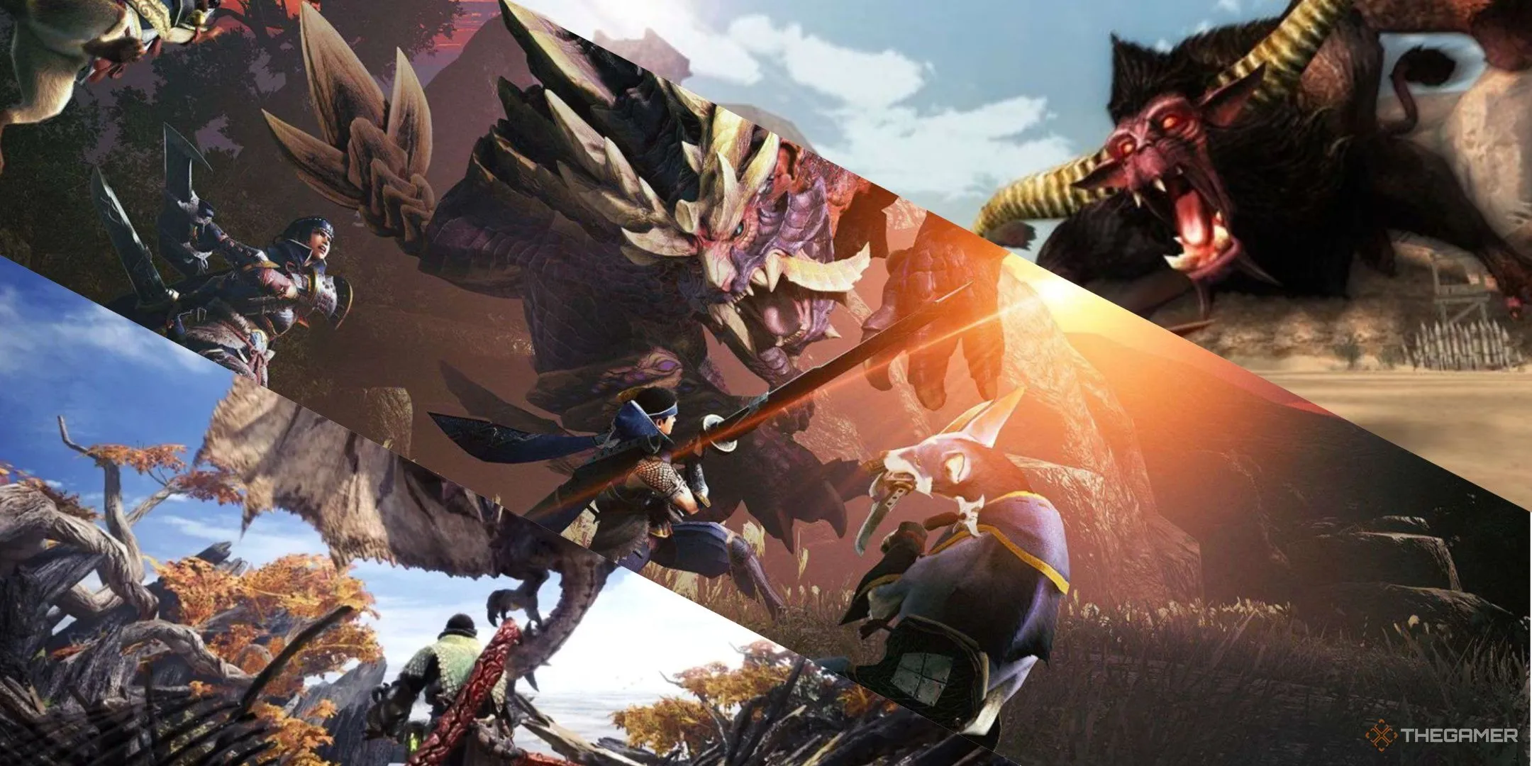 Thợ săn đối đầu quái vật Rathalos, Magnamalo và Rajang trong các phần game Monster Hunter
