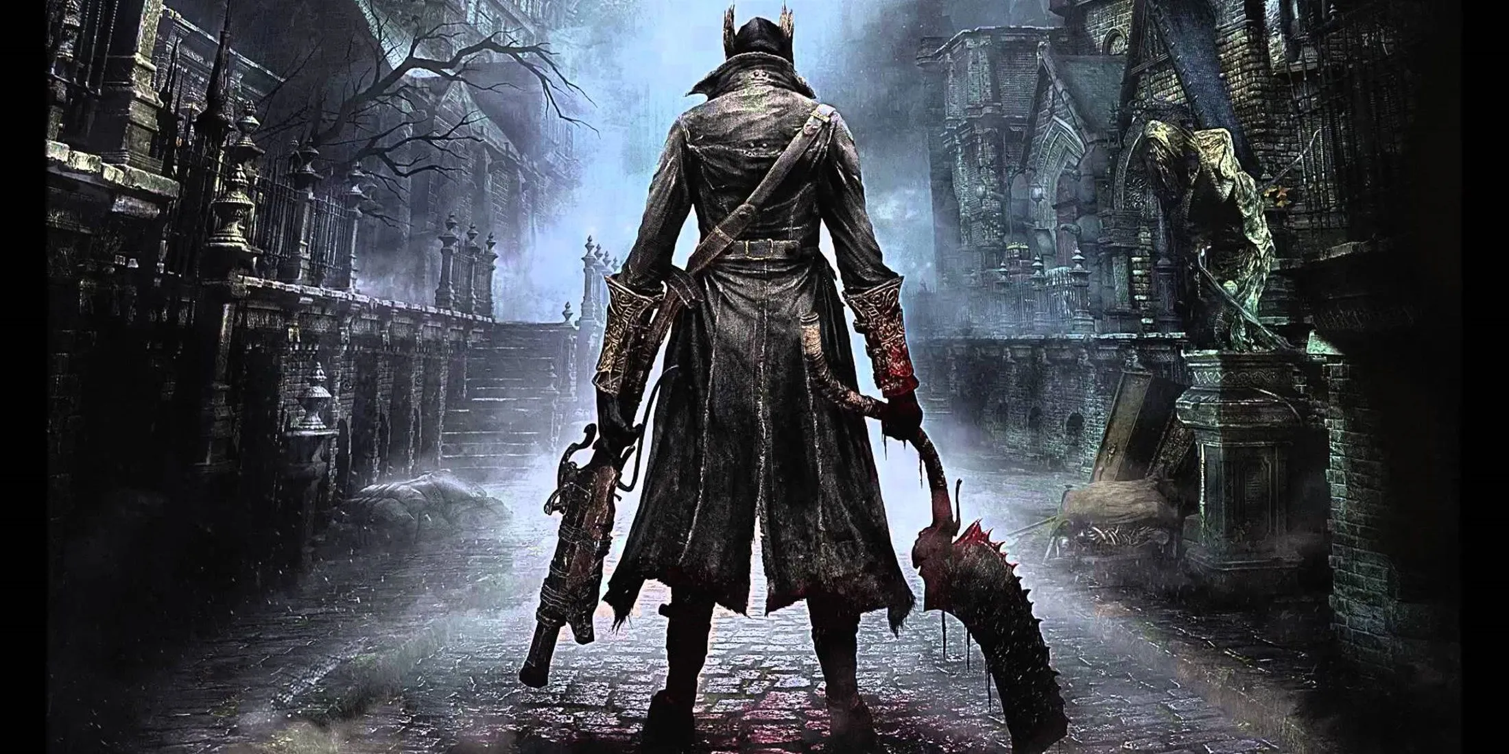 Thợ săn đối đầu quái vật trong Bloodborne, minh họa bầu không khí rùng rợn và chiến đấu căng thẳng