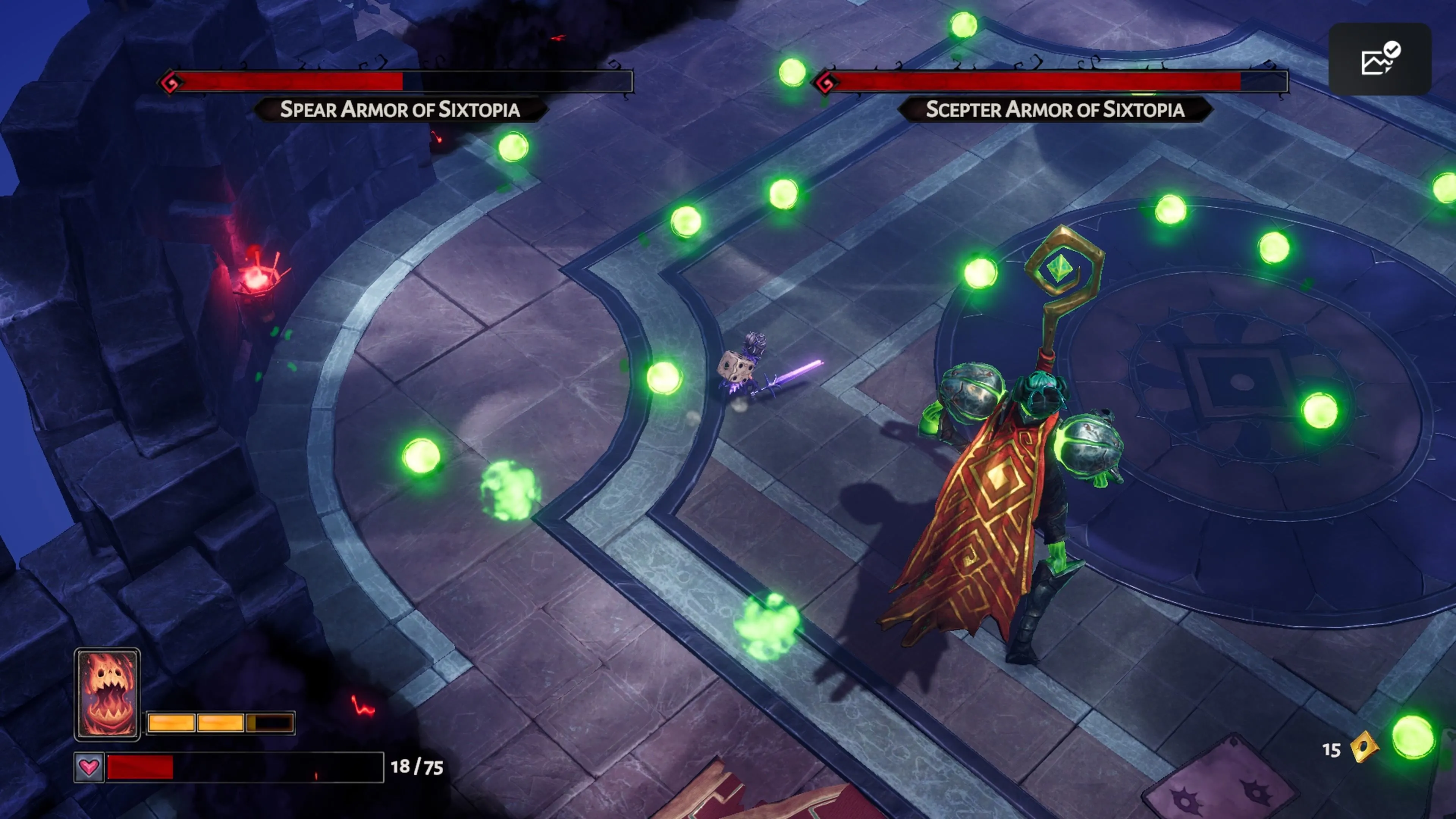 Trận chiến với boss đầu tiên trong Lost in Random The Eternal Die.