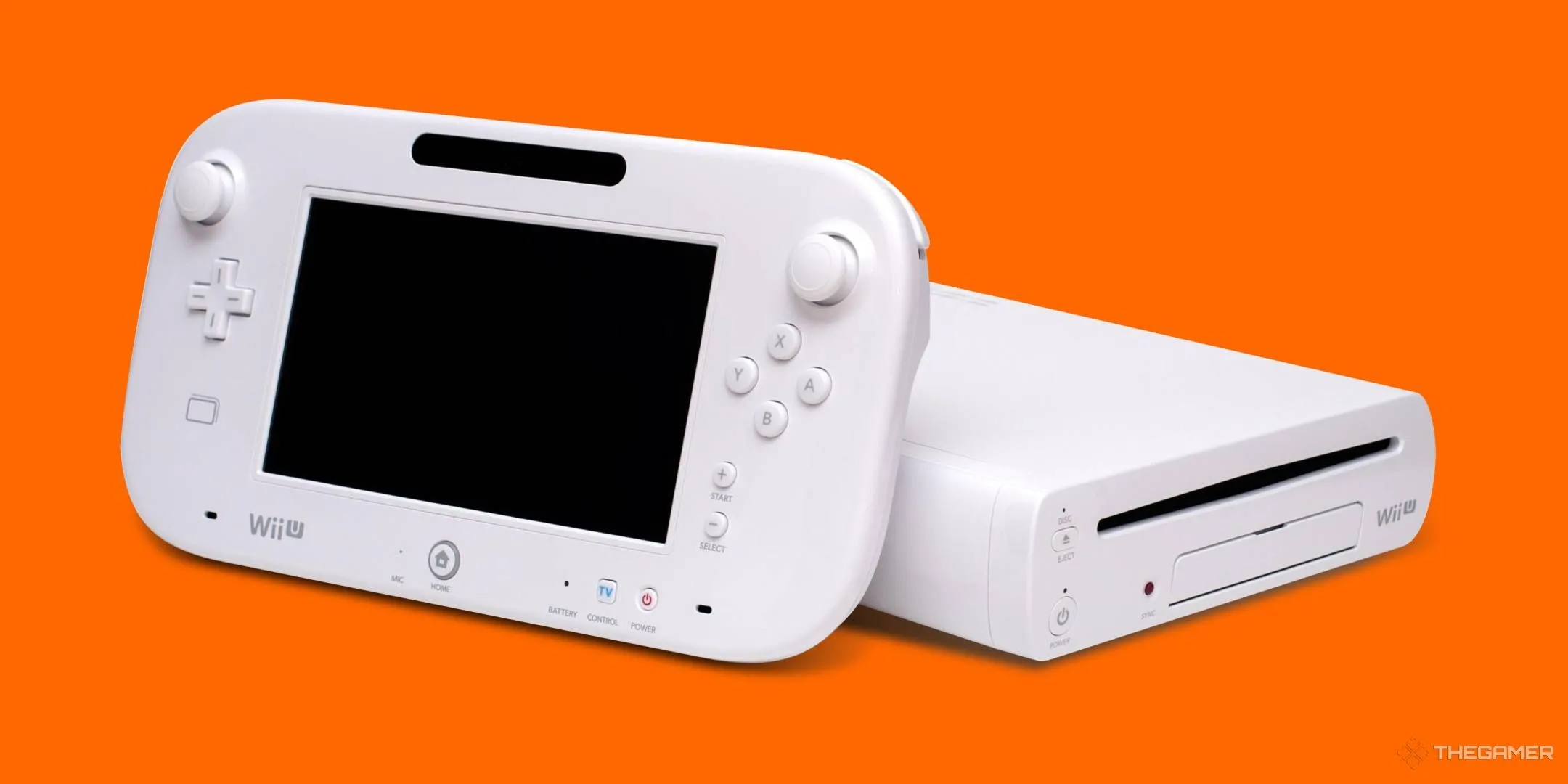 Wii U trên nền màu cam.